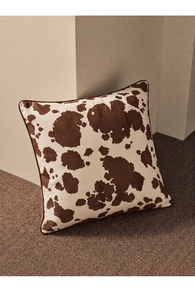 Cacao Kahverengi Desenli 45x45 cm Dekoratif Kırlent Kılıfı
