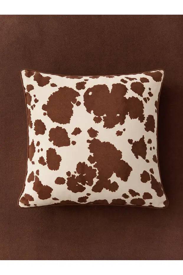 Cacao Kahverengi Desenli 45x45 cm Dekoratif Kırlent Kılıfı