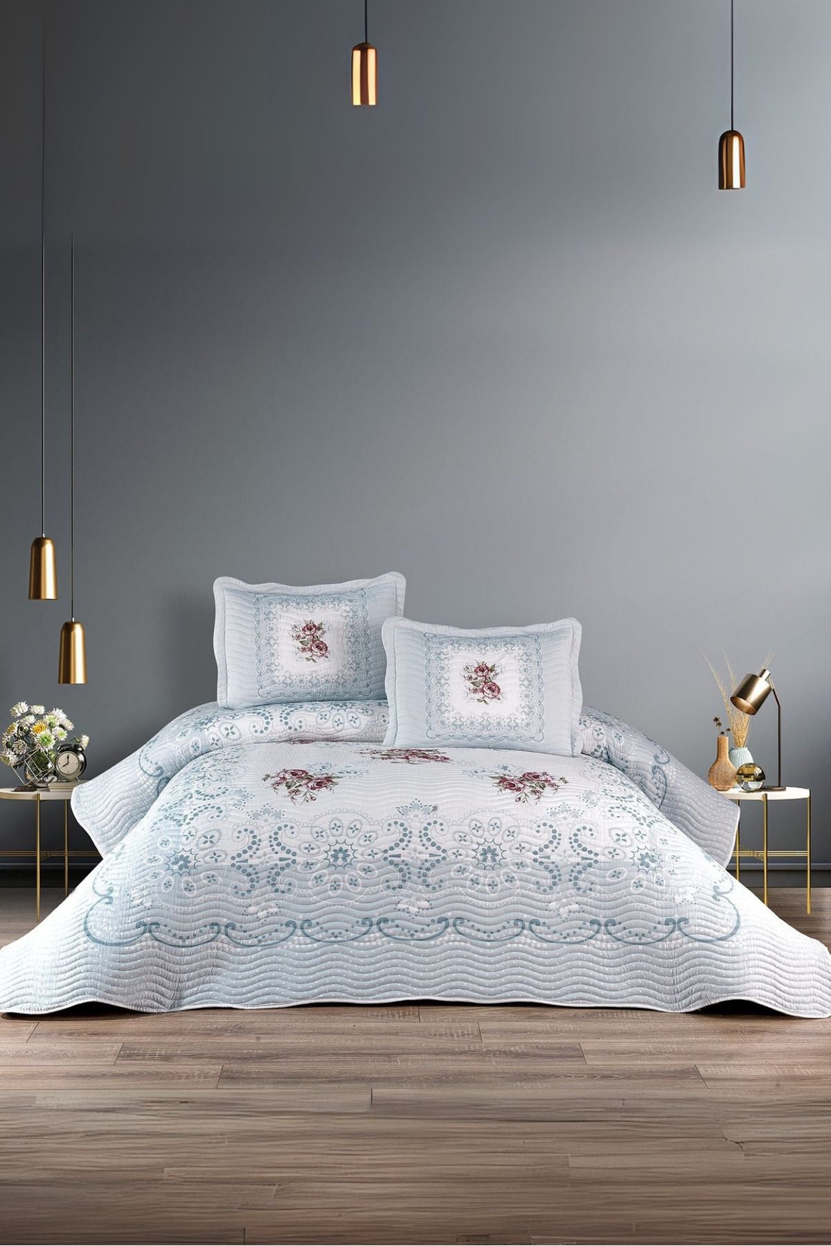 Nerea 3 Parça Çift Kişilik Yatak Örtüsü Takımı – Pike Set