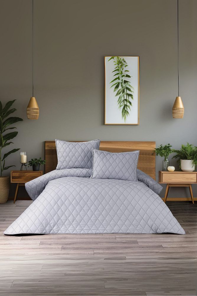 Vita 3 Parça Yatak Örtüsü Takımı – Çift Kişilik, Elyaf Dolgulu, Volanlı Yastık Kılıflı