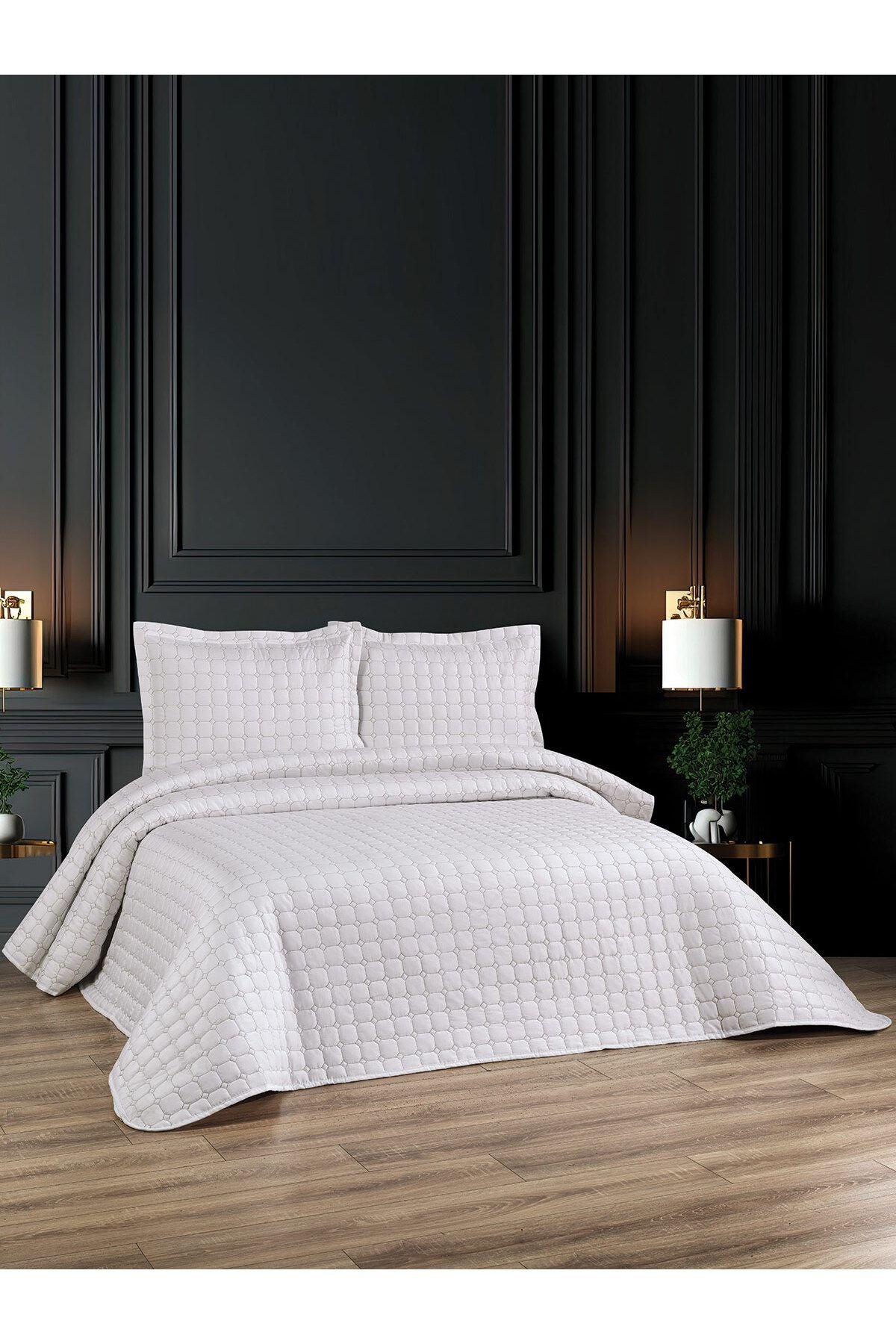 Bahar Kapitoneli 3 Parça Çift Kişilik Yatak Örtüsü Takımı