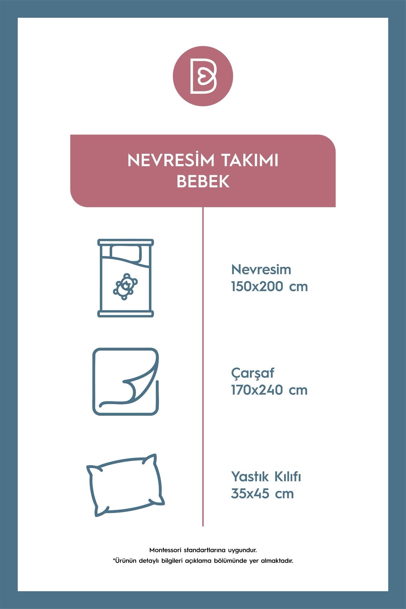 Rima %100 Pamuk Montesorri Bebek Nevresim Takımı