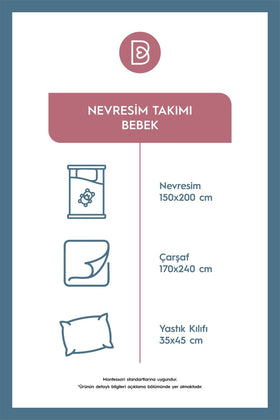Lina %100 Pamuk Montesorri Bebek Nevresim Takımı