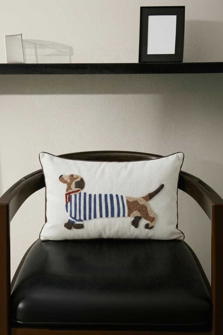 Cute Sosis Köpek Desenli Kırlent Kılıfı