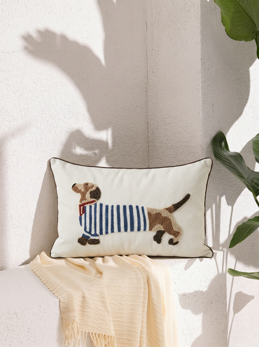 Cute Sosis Köpek Desenli Kırlent Kılıfı