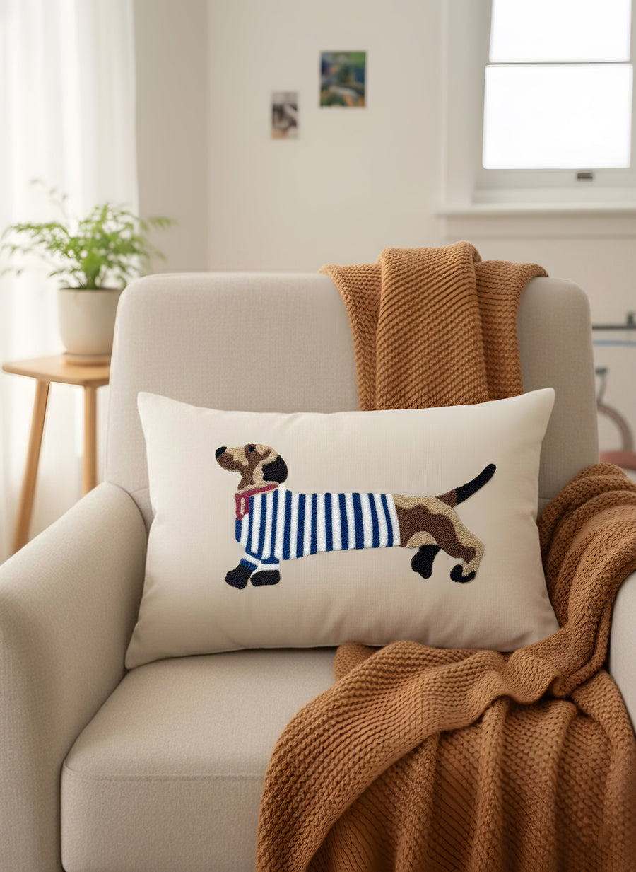 Cute Sosis Köpek Desenli Kırlent Kılıfı