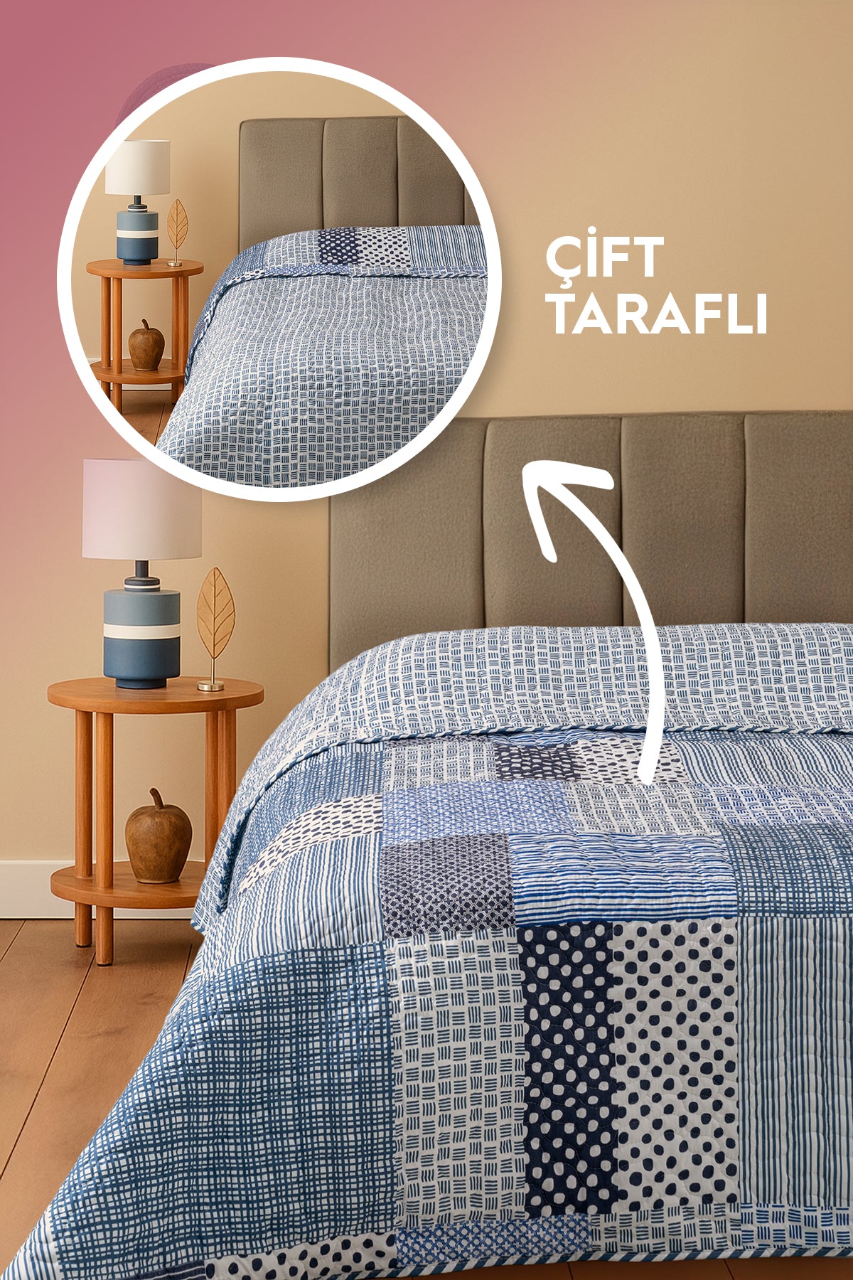Briva Çift Taraflı Çift Kişilik Yatak Örtüsü