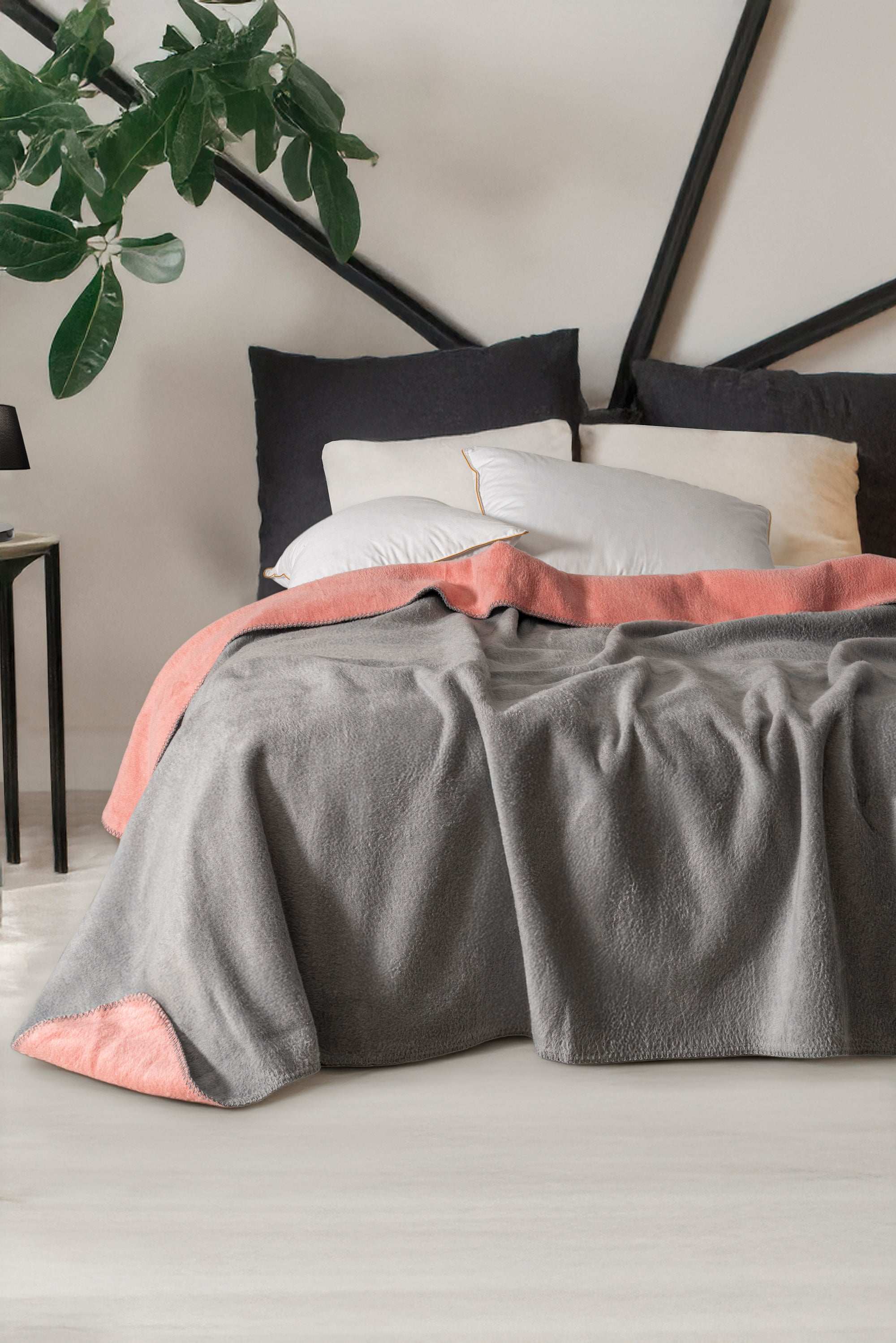 Kıvrıl Çift Taraflı Çoban Dikişli Battaniye Çift Kişilik 180x220 cm