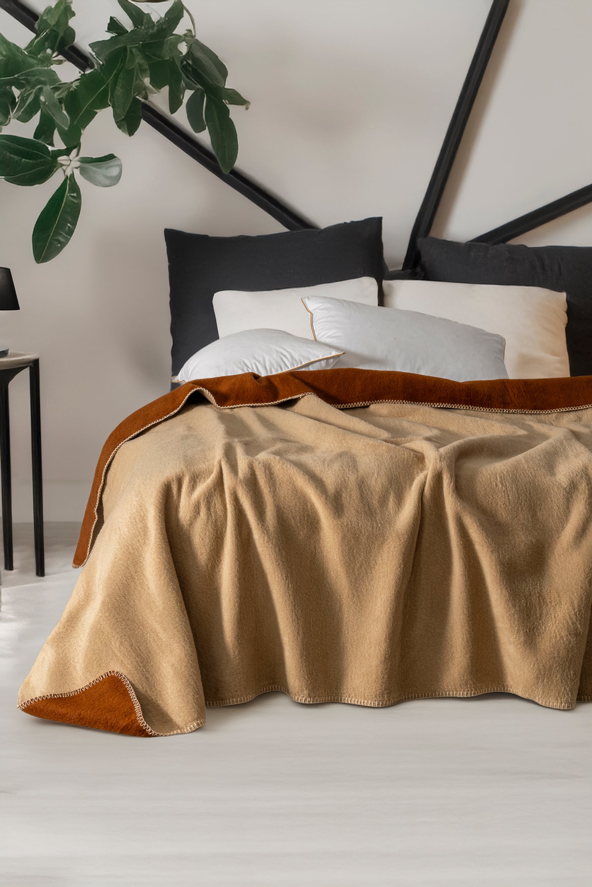 Kıvrıl Çift Taraflı Çoban Dikişli Battaniye Çift Kişilik 180x220 cm