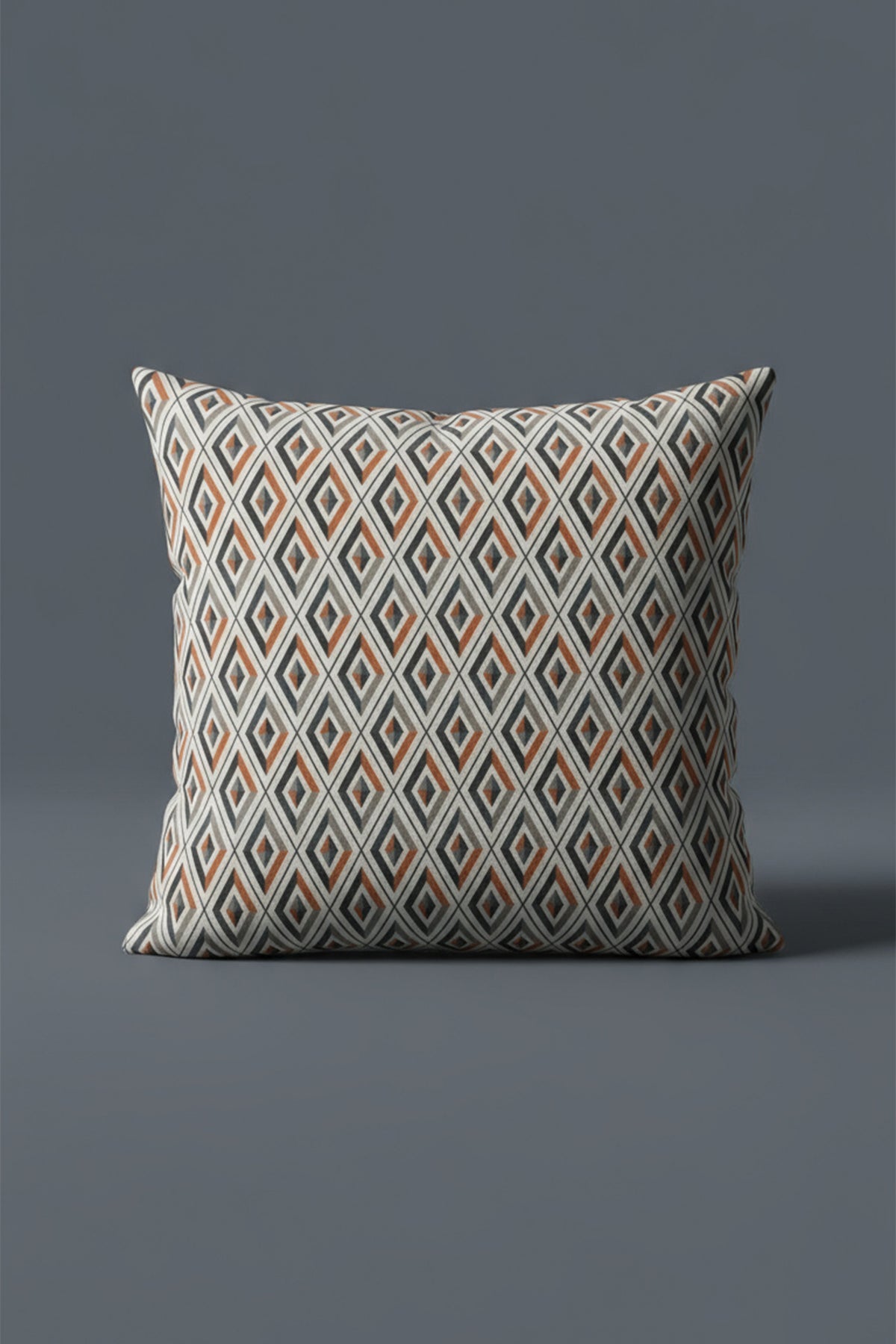 Calira Turuncu-Lacivert Baklava Desenli Kırlent Kılıfı 45x45