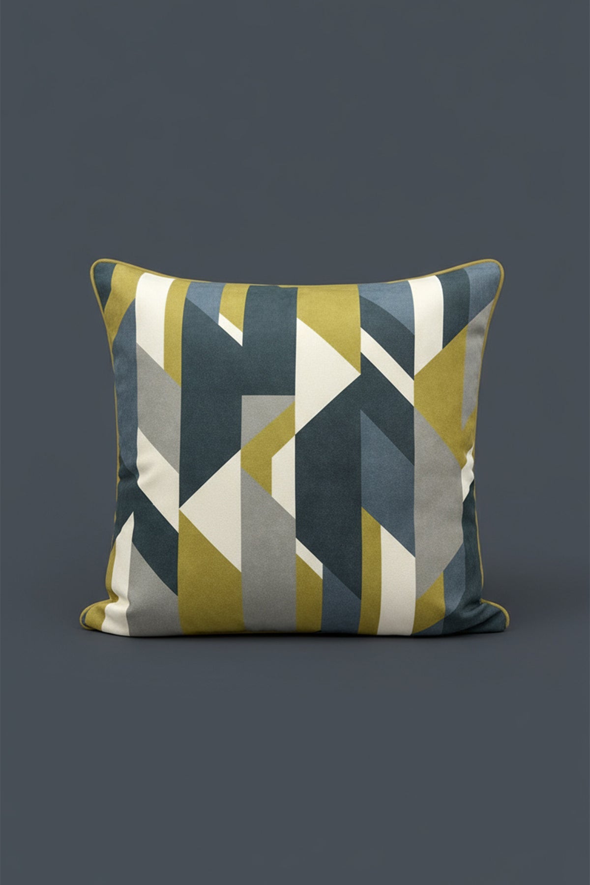 Carvel Lacivert-Yeşil Geometrik Desenli Kırlent Kılıfı 45x45